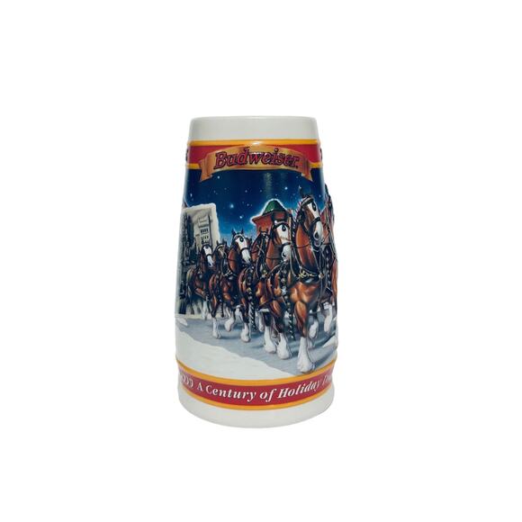 Vintage 1999 CS389 Century OF Tradition Clydesdale Christmas Budweiser Mug Stein - Picture 1 of 6
